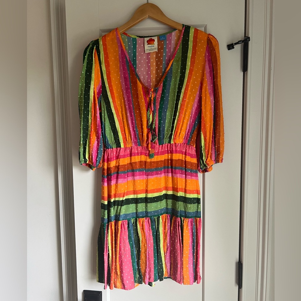 Anthropologie FARM RIo Rainbow Stripe short dress